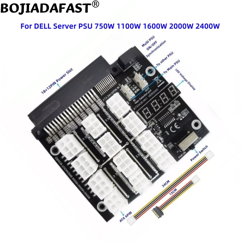 12 Portlu PCIE 6 Pin Konnektör - 2400W Server Psu Breakout Board incelemesi ve fiyatı